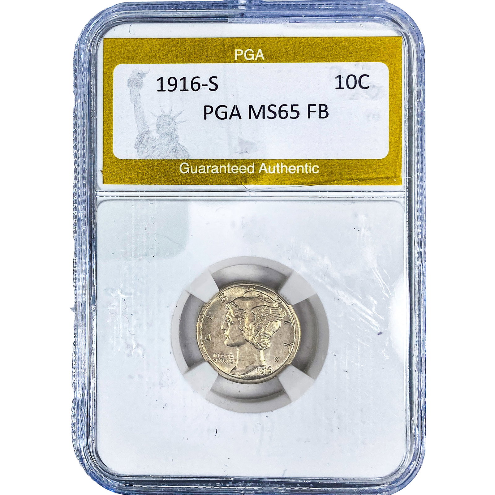 1916-S Mercury Silver Dime PGA MS65 RB: 1916-S Mercury Silver Dime PGA MS65 RB