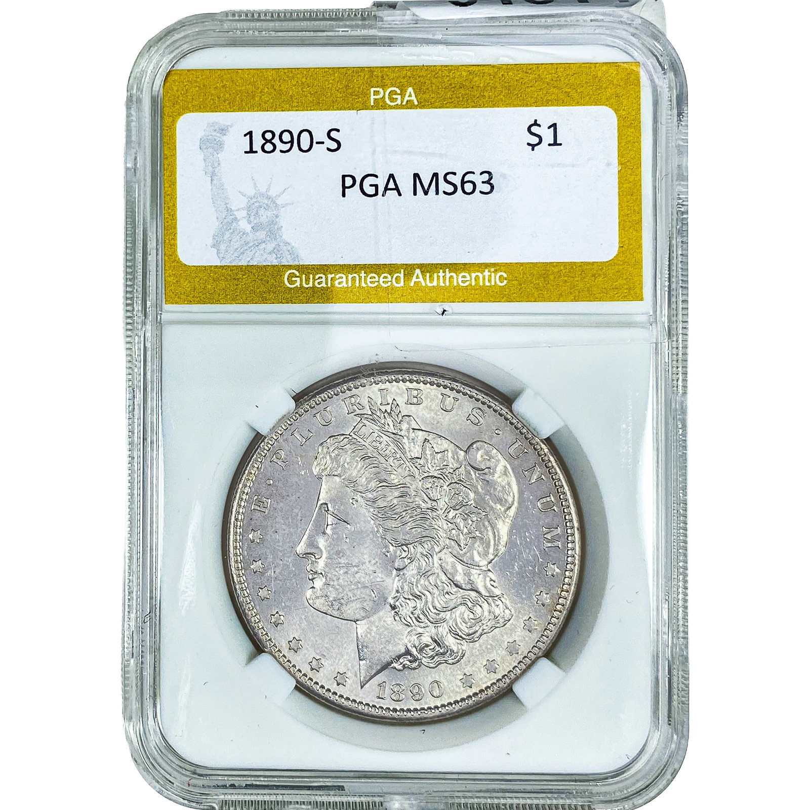 1890-S Morgan Silver Dollar PGA MS62: 1890-S Morgan Silver Dollar PGA MS62
