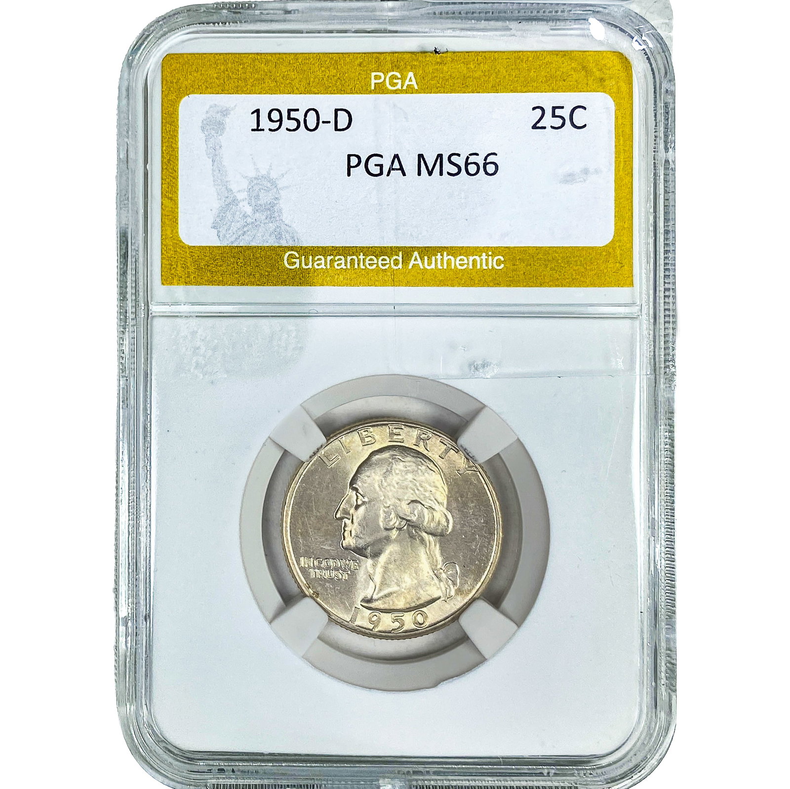 1950-D Washington Silver Quarter PGA MS66: 1950-D Washington Silver Quarter PGA MS66