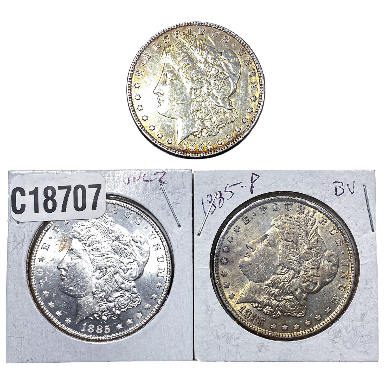 [3 Coins] 1885 Morgan Silver Dollar: [3 Coins] 1885 Morgan Silver Dollar