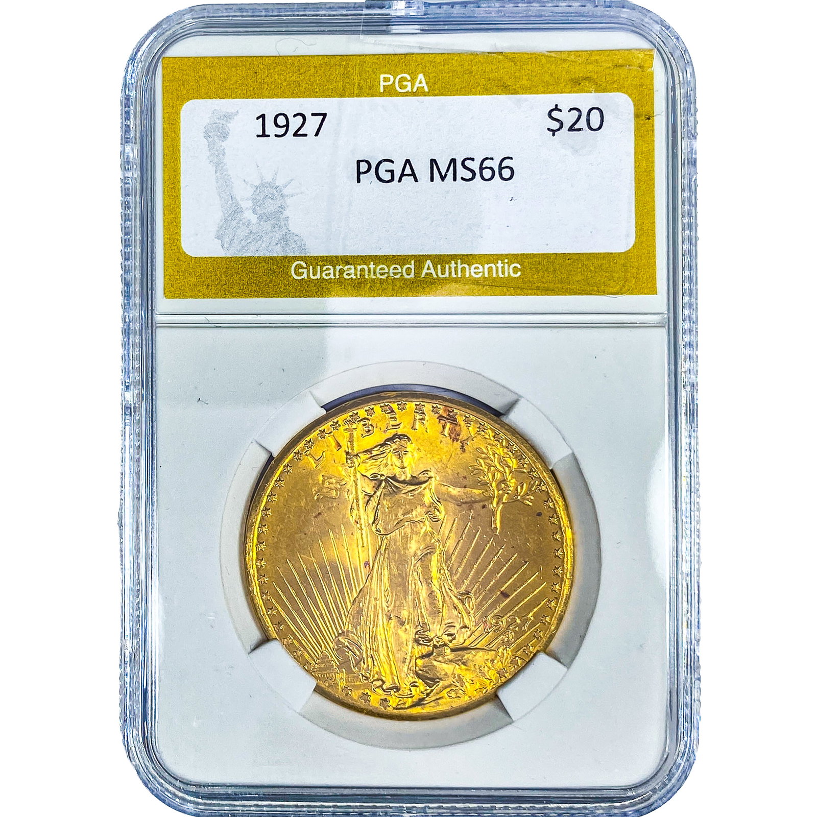 1927 $20 Gold Double Eagle PGA MS66: 1927 $20 Gold Double Eagle PGA MS66