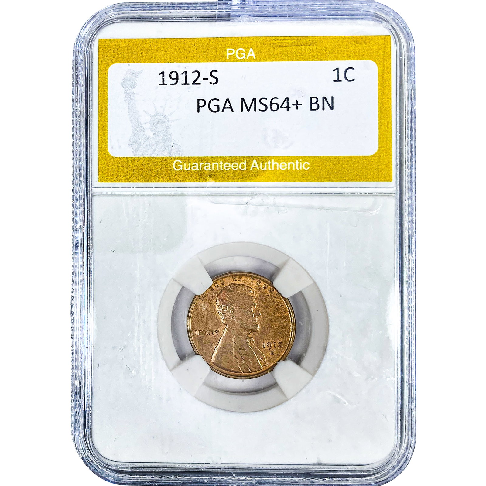 1912-S Wheat Cent PGA MS64+ BN: 1912-S Wheat Cent PGA MS64+ BN