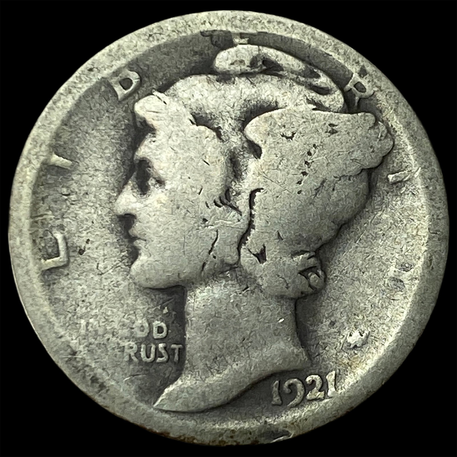 1921-D Silver Mercury Dime NICELY CIRCULATED: 1921-D Silver Mercury Dime NICELY CIRCULATED