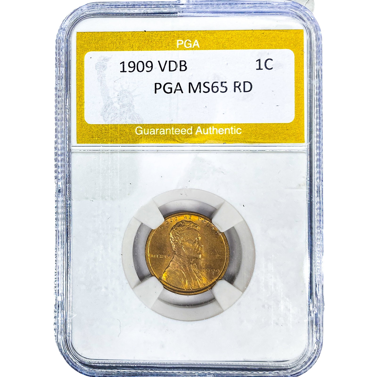 1909 VDB Wheat Cent PGA MS65 RD: 1909 VDB Wheat Cent PGA MS65 RD