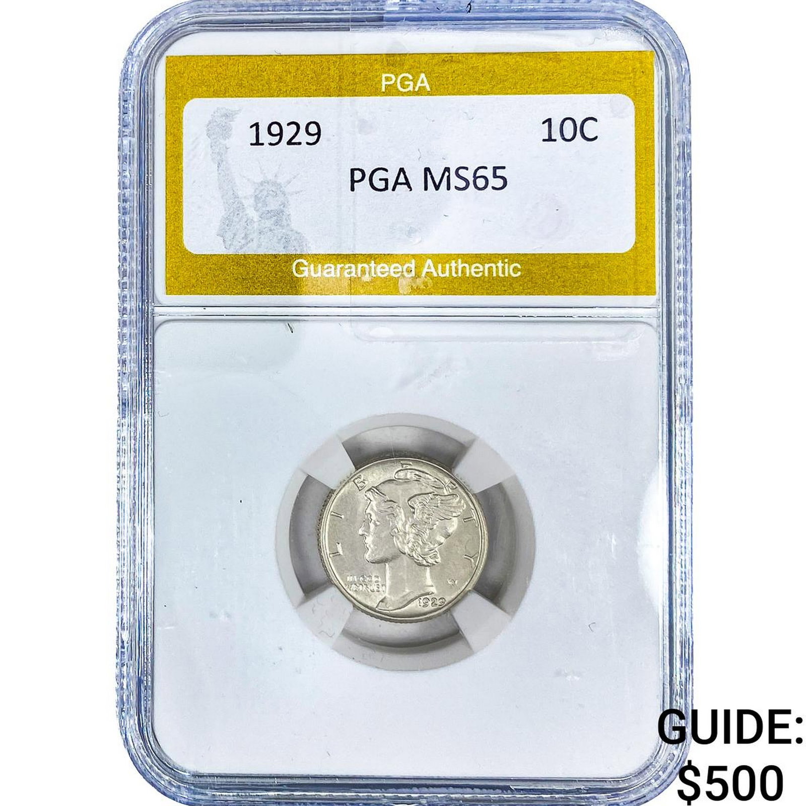 1929 Mercury Silver Dime PGA MS65: 1929 Mercury Silver Dime PGA MS65