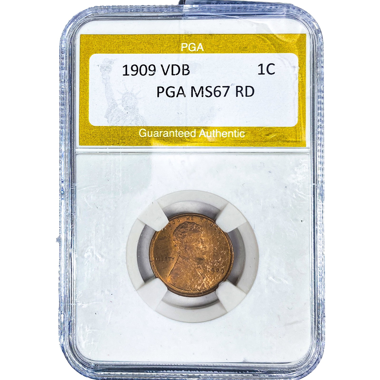 1909 VDB Wheat Cent PGA MS67 RD: 1909 VDB Wheat Cent PGA MS67 RD