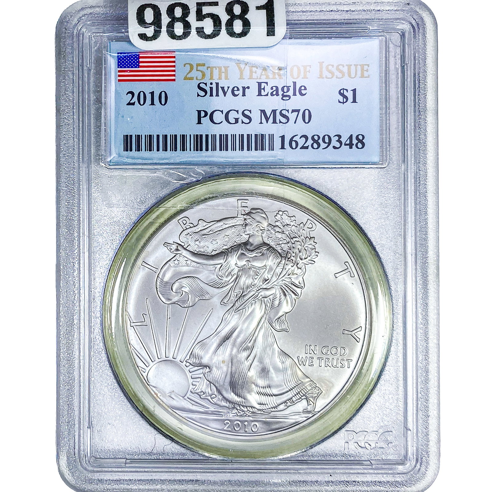 2010 Silver Eagle PCGS MS70: 2010 Silver Eagle PCGS MS70