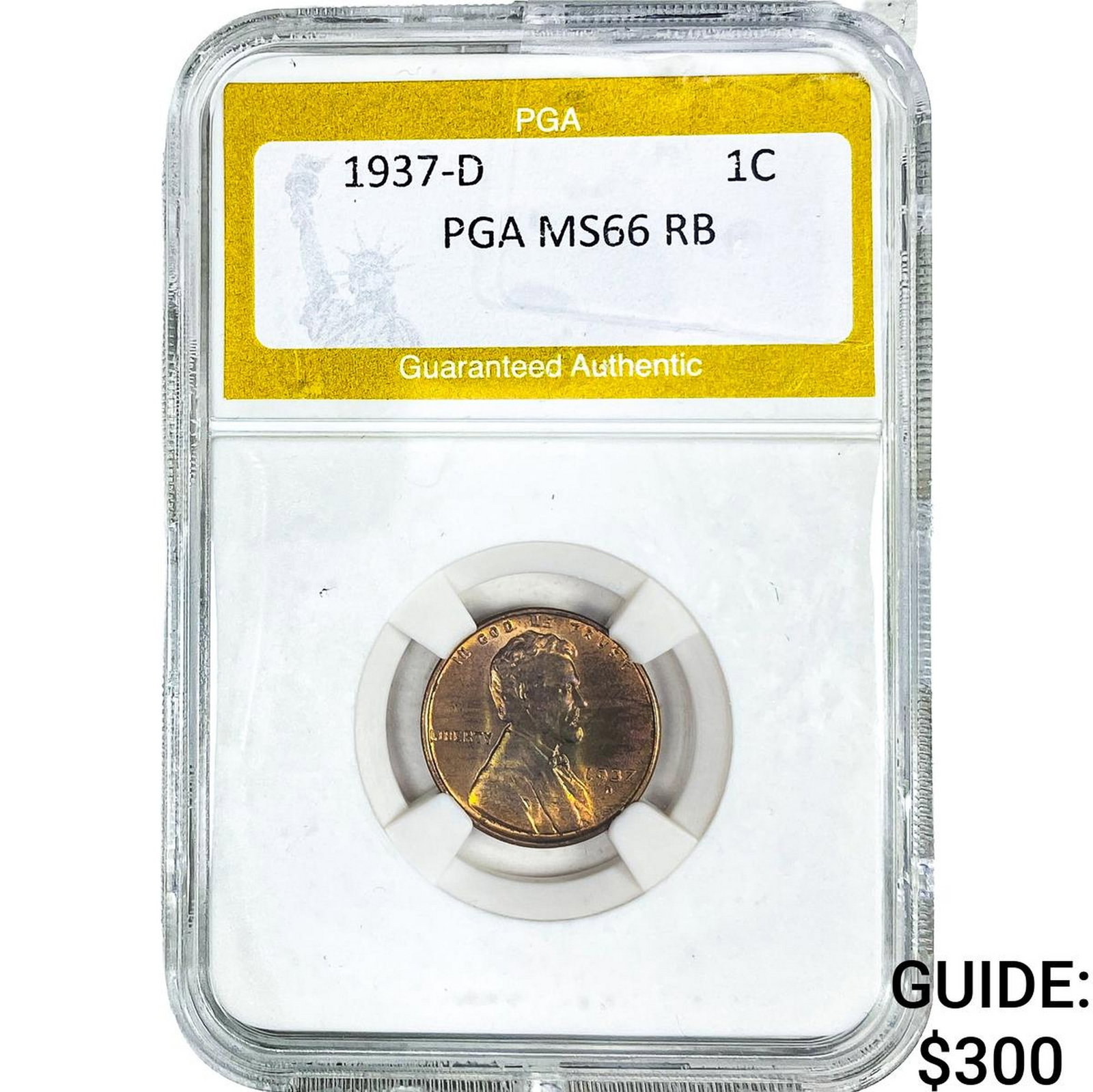 1937-D Wheat Cent PGA MS66 RB: 1937-D Wheat Cent PGA MS66 RB