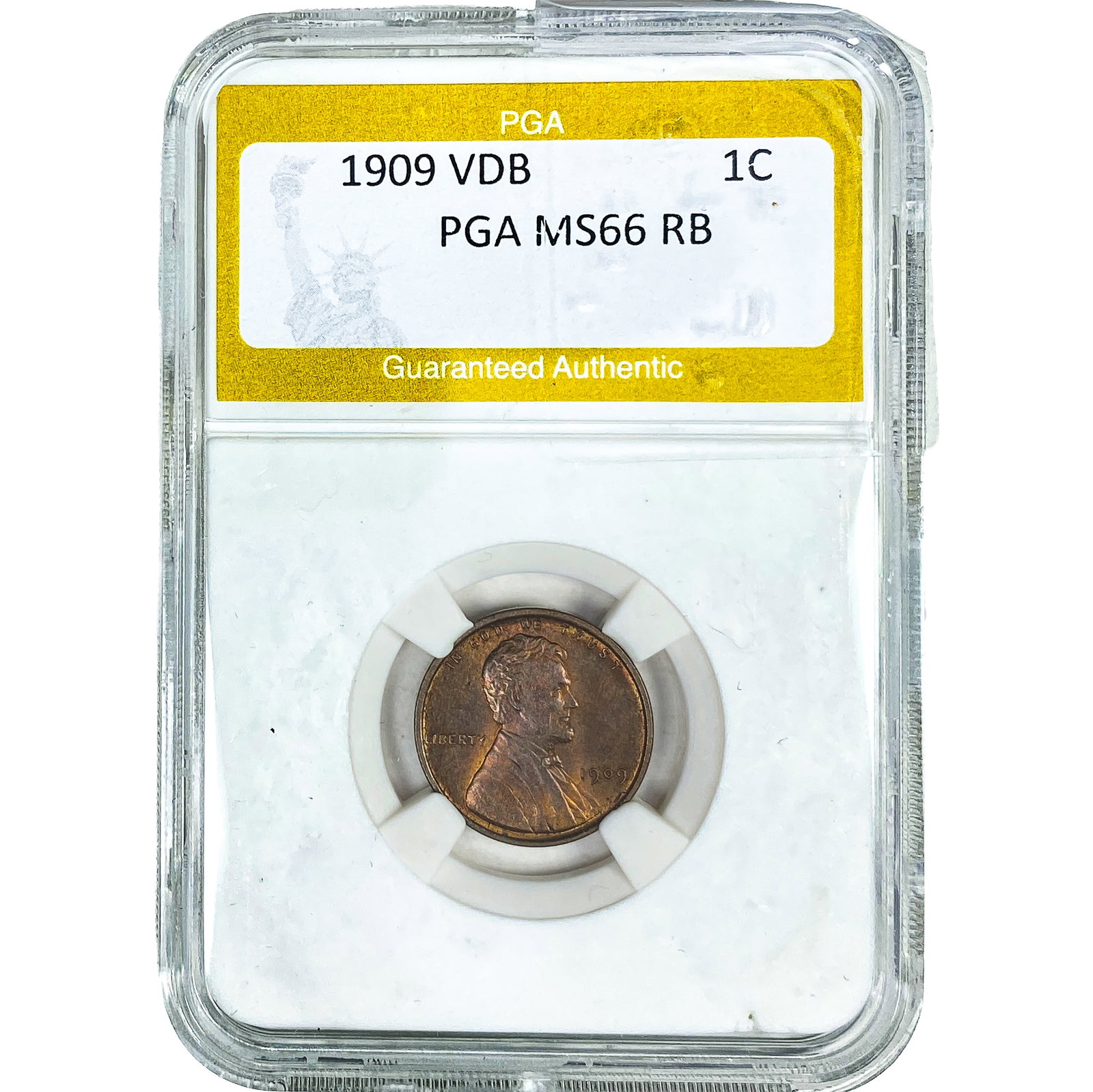 1909 VDB Wheat Cent PGA MS66 RB: 1909 VDB Wheat Cent PGA MS66 RB