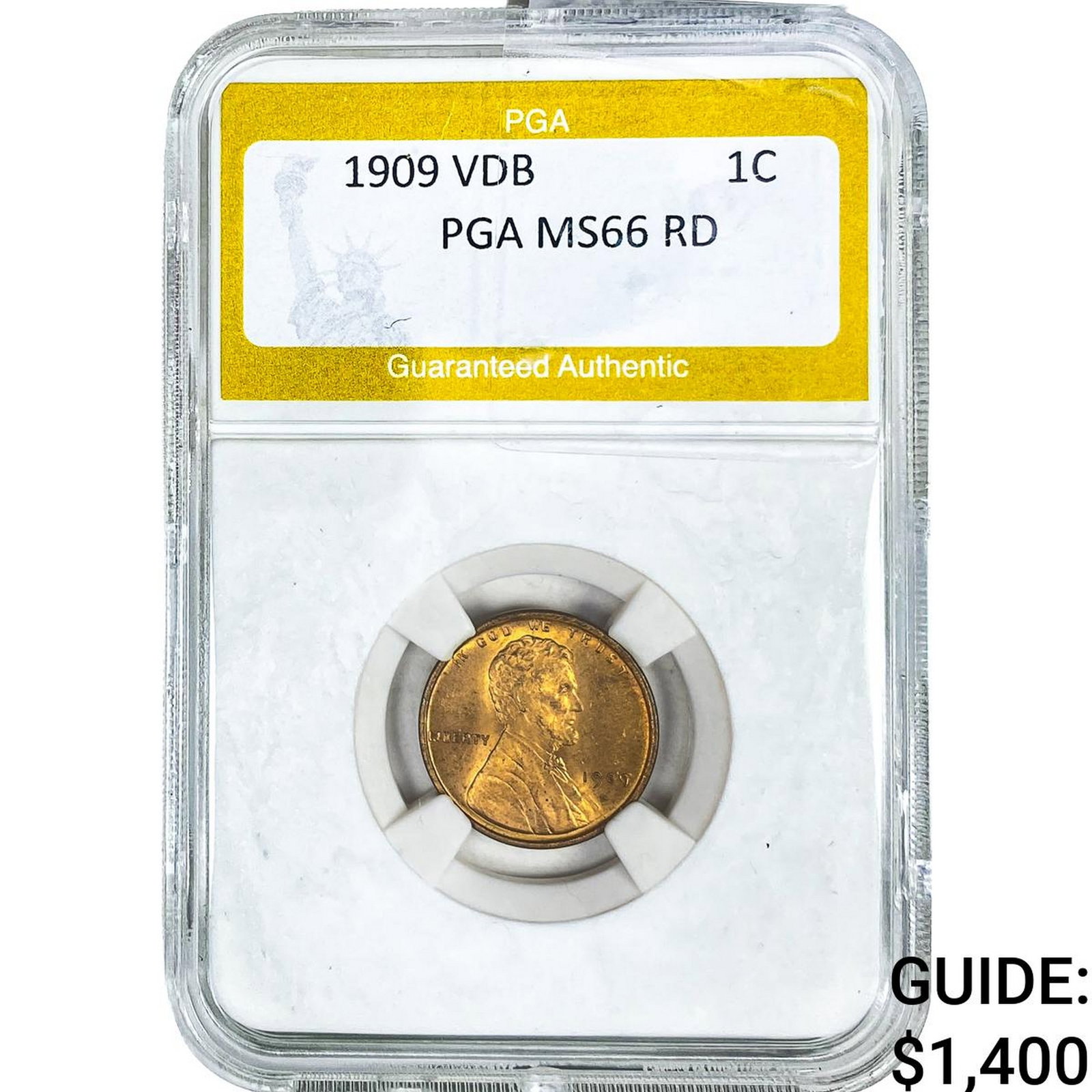 1909 VDB Wheat Cent PGA MS66 RD: 1909 VDB Wheat Cent PGA MS66 RD