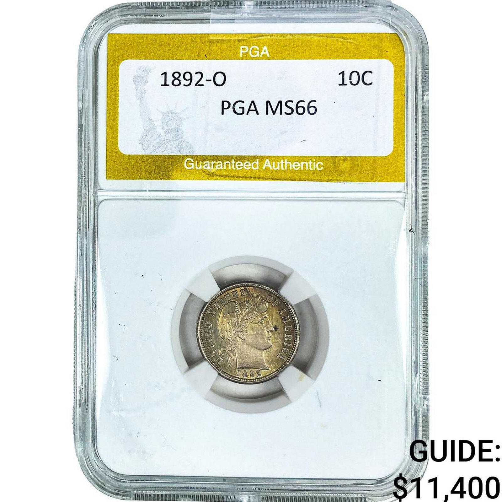 1892-O Wheat Dime PGA MS66: 1892-O Wheat Dime PGA MS66