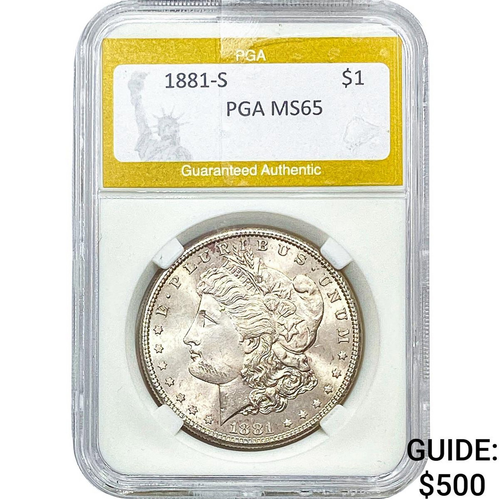 1881-S Morgan Silver Dollar PGA MS65: 1881-S Morgan Silver Dollar PGA MS65