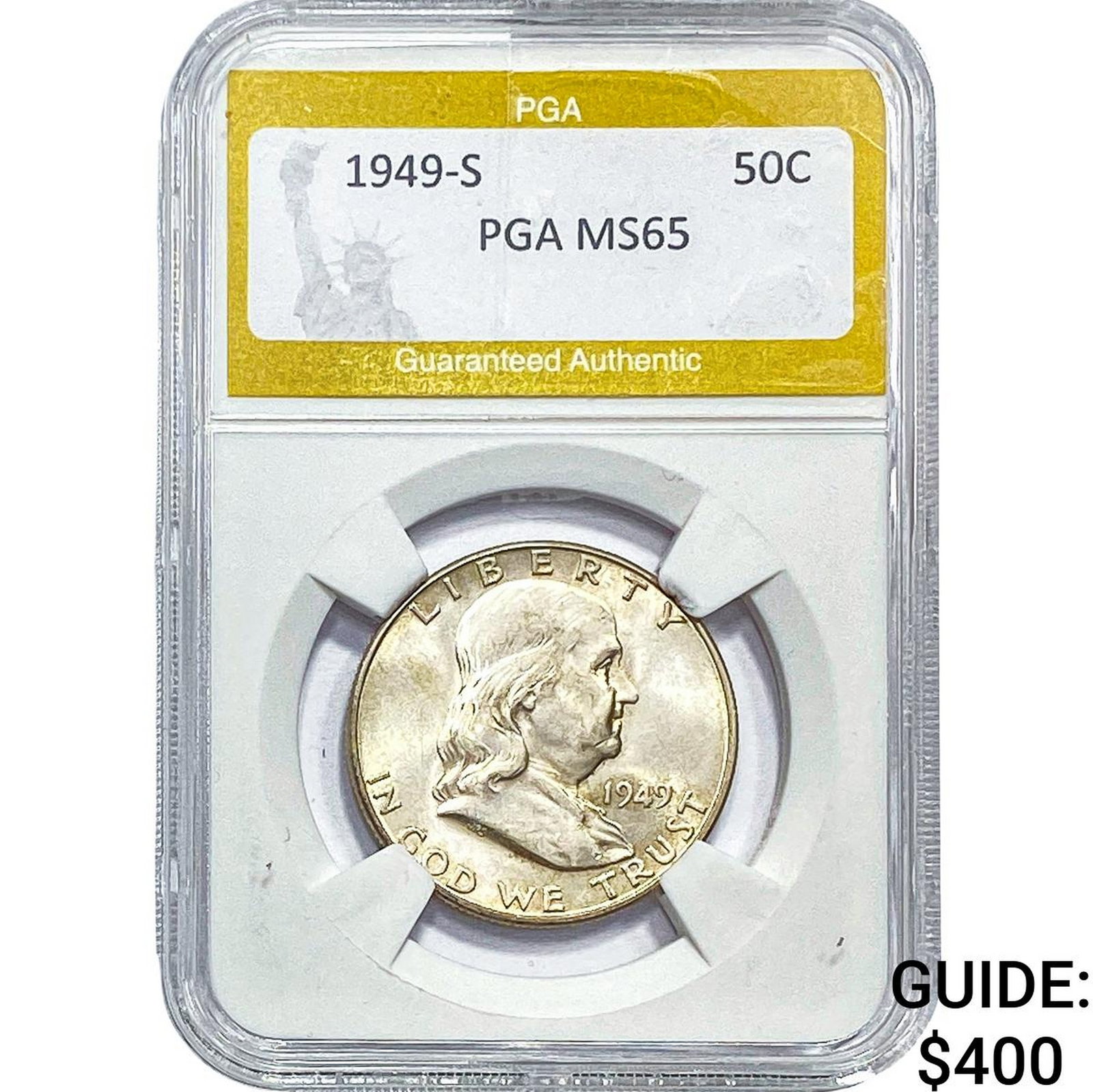 1949-S Franklin Half Dollar PGA MS65: 1949-S Franklin Half Dollar PGA MS65