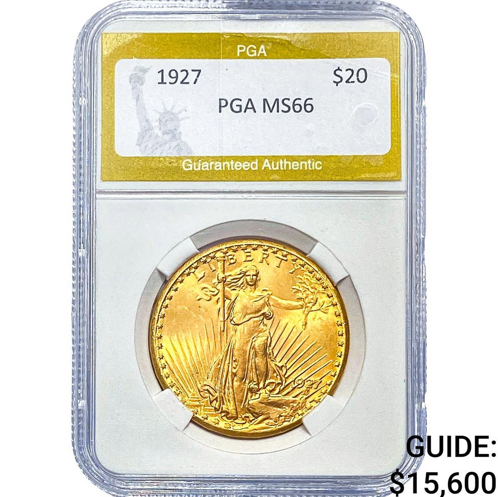 1927 $20 Gold Double Eagle PGA MS66: 1927 $20 Gold Double Eagle PGA MS66