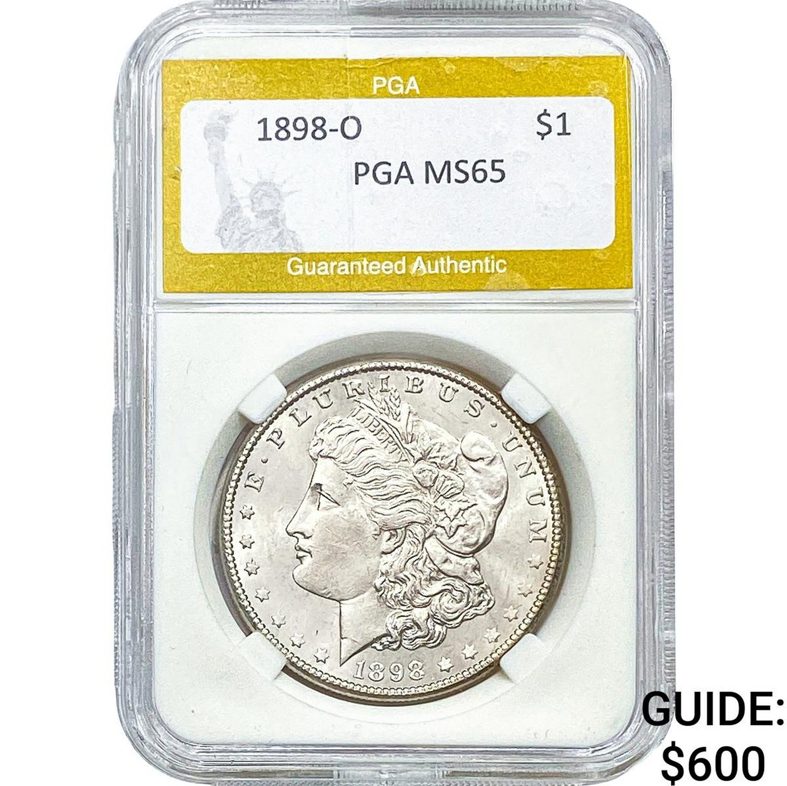 1898-O Morgan Silver Dollar PGA MS65: 1898-O Morgan Silver Dollar PGA MS65