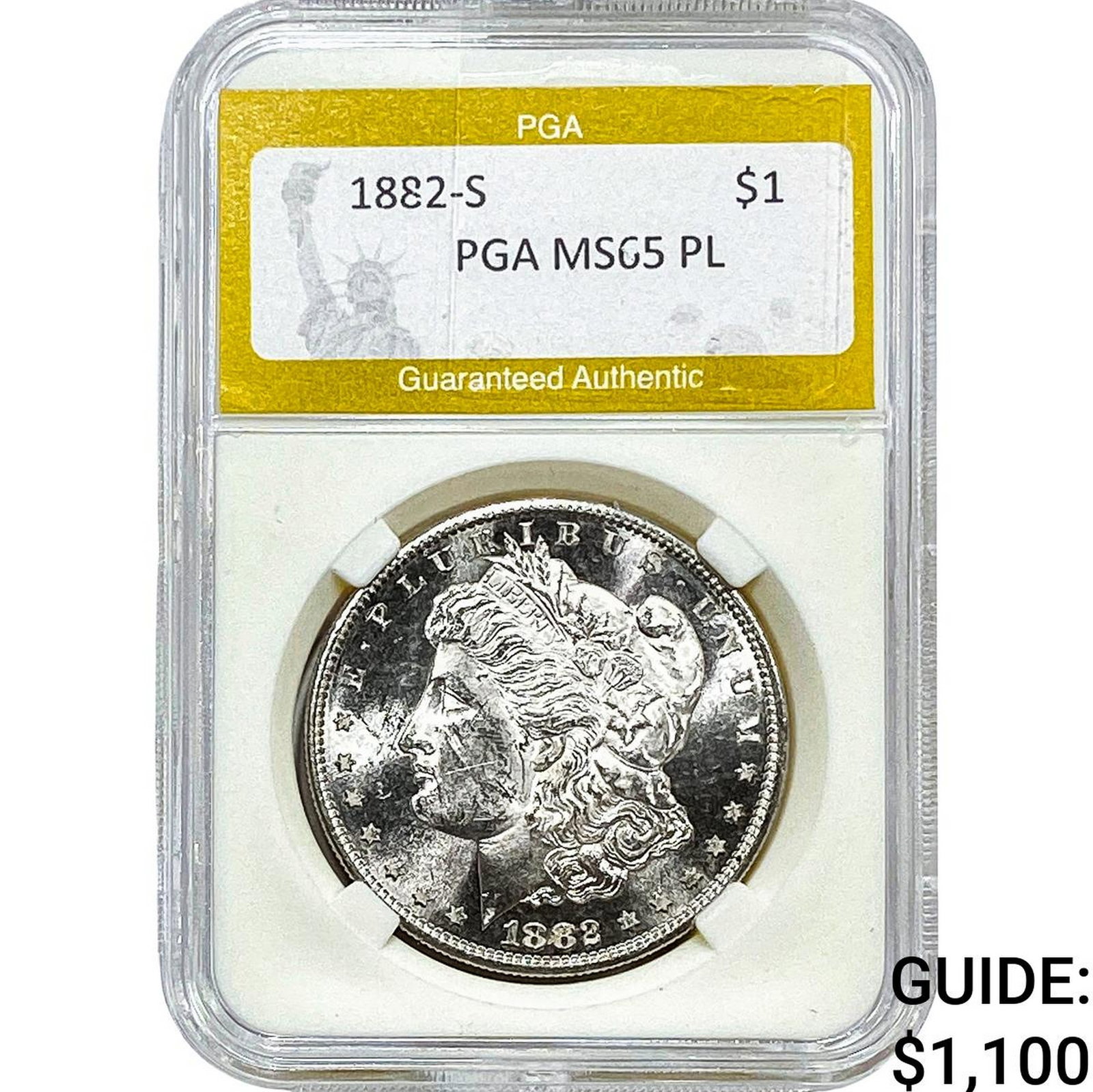 1882-S Morgan Silver Dollar PGA MS65 PL: 1882-S Morgan Silver Dollar PGA MS65 PL