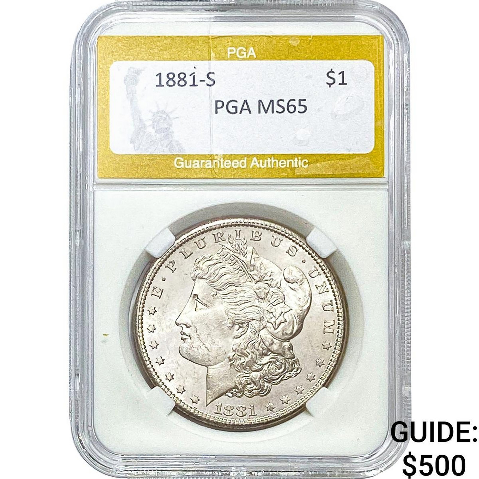 1881-S Morgan Silver Dollar PGA MS65: 1881-S Morgan Silver Dollar PGA MS65