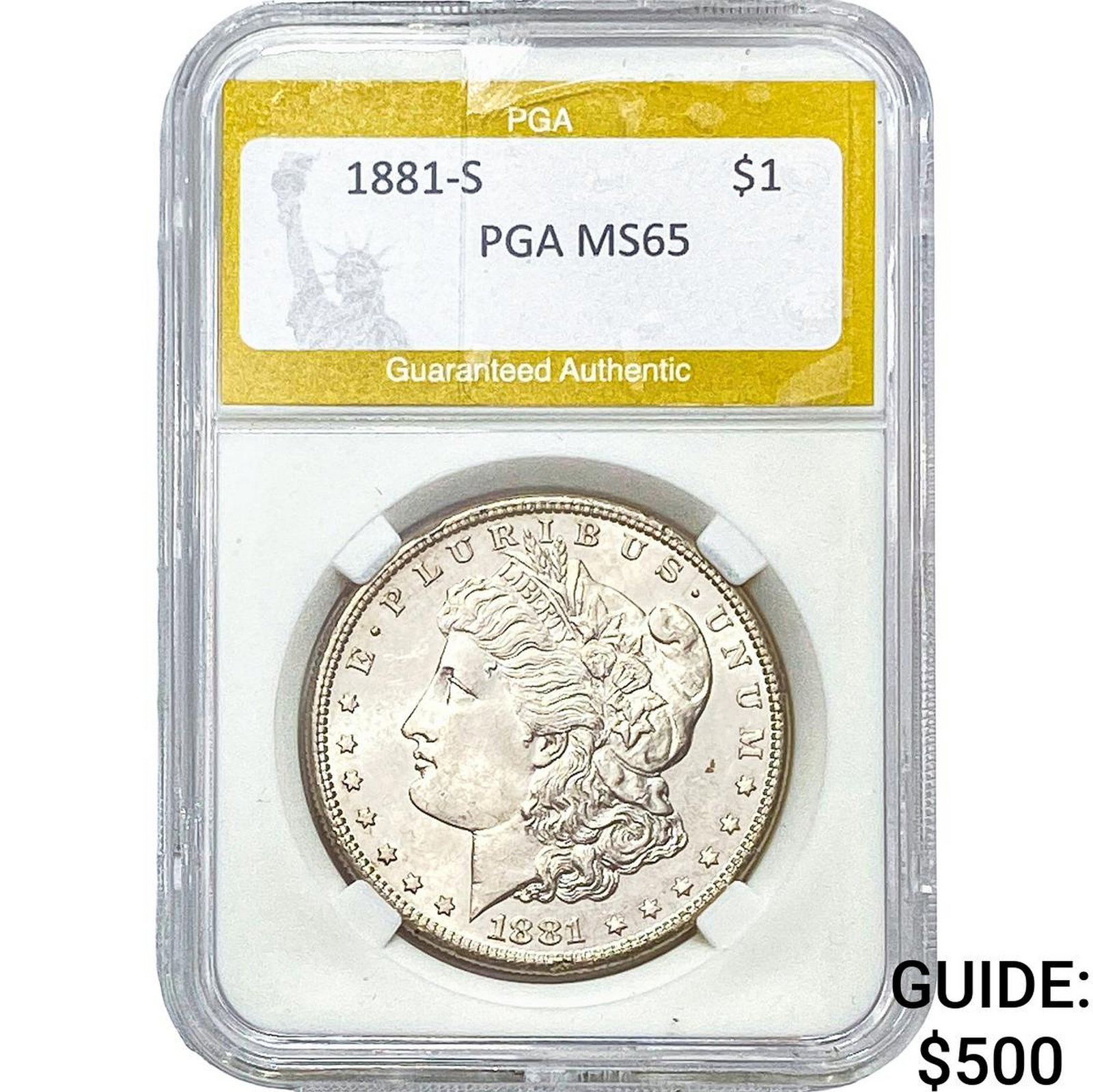1881-S Morgan Silver Dollar PGA MS65: 1881-S Morgan Silver Dollar PGA MS65