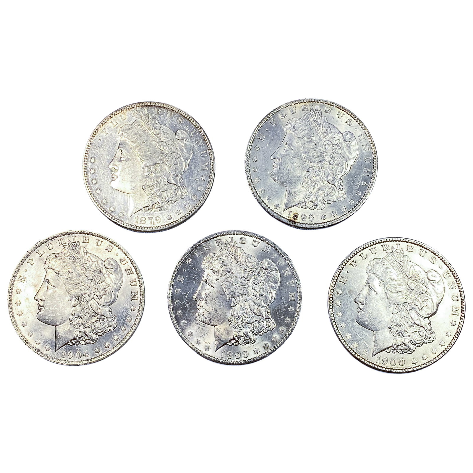 [5 Coins] 1879-1904 Morgan Silver Dollar (1 of 2)