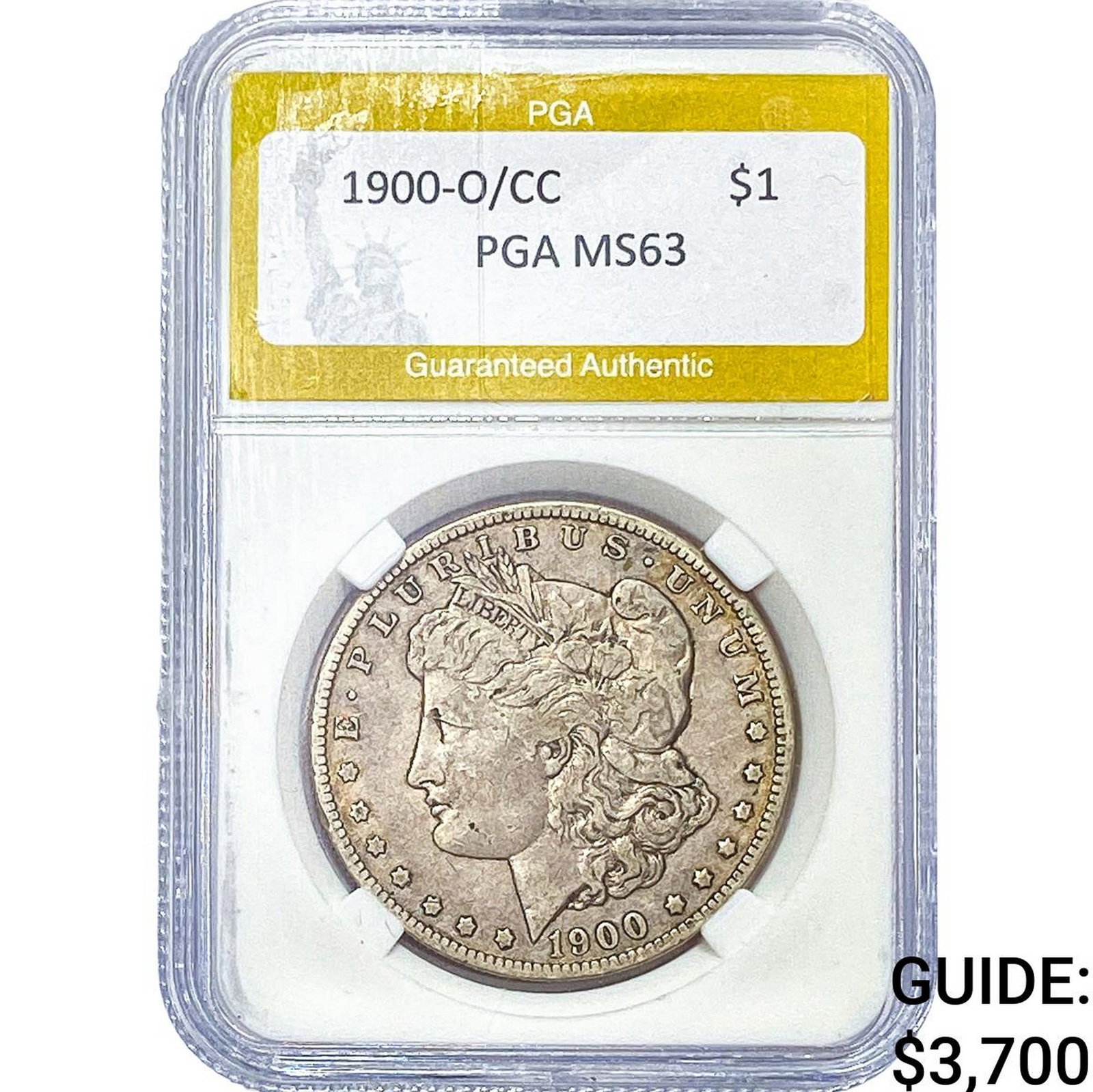 1900-O/CC Morgan Silver Dollar PGA MS63: 1900-O/CC Morgan Silver Dollar PGA MS63