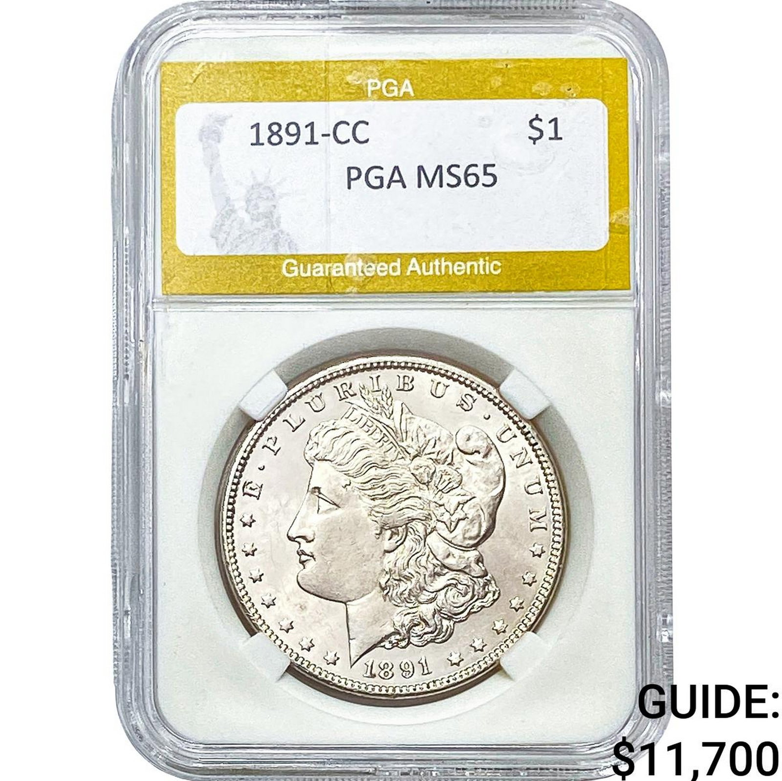 1891-CC Morgan Silver Dollar PGA MS65: 1891-CC Morgan Silver Dollar PGA MS65