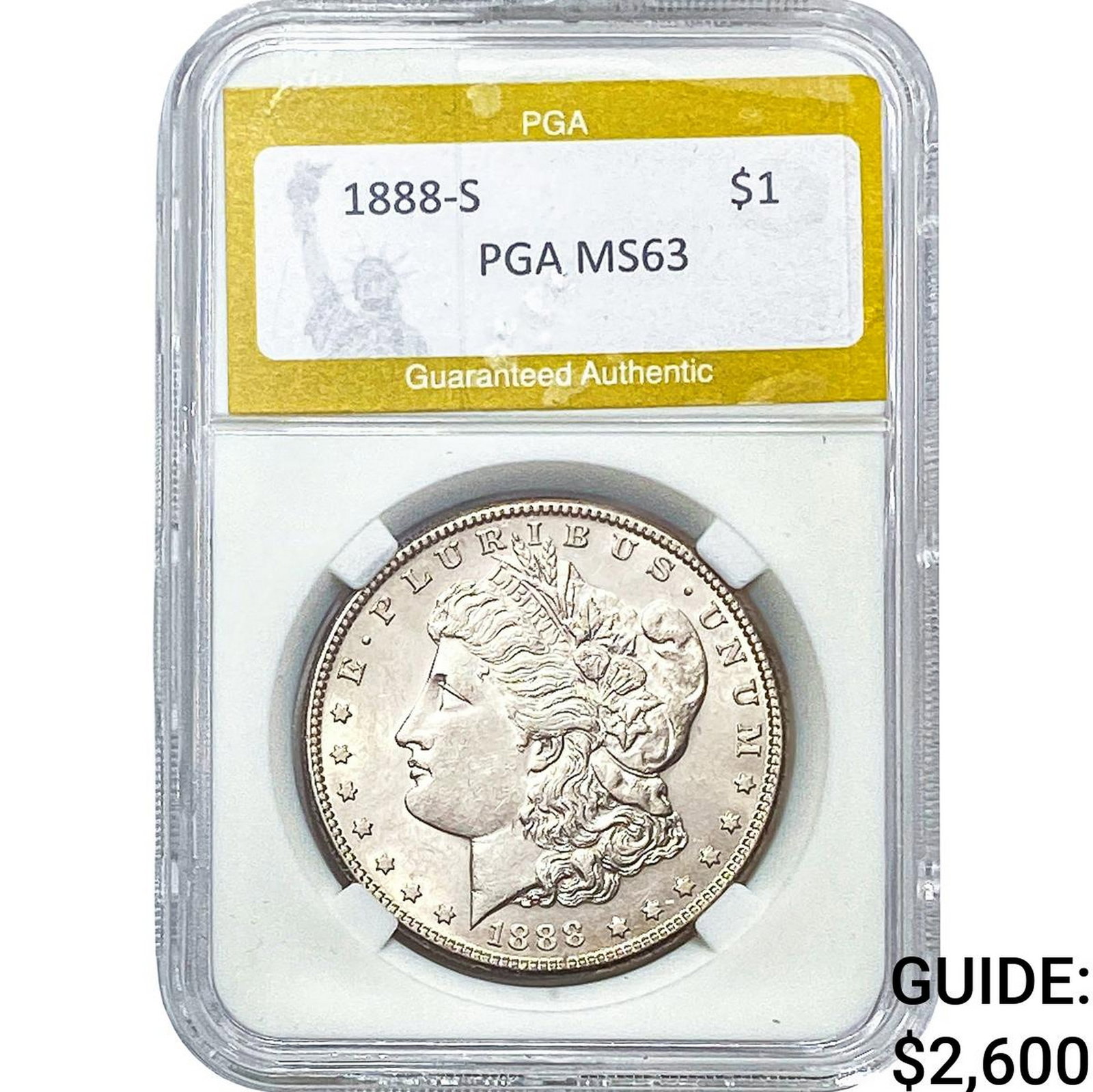 1888-S Morgan Silver Dollar PGA MS63: 1888-S Morgan Silver Dollar PGA MS63