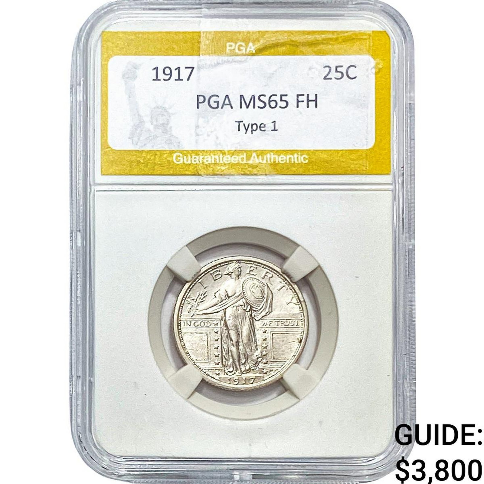 1917 Standing Liberty Quarter PGA MS65 Type 1 FH: 1917 Standing Liberty Quarter PGA MS65 Type 1 FH