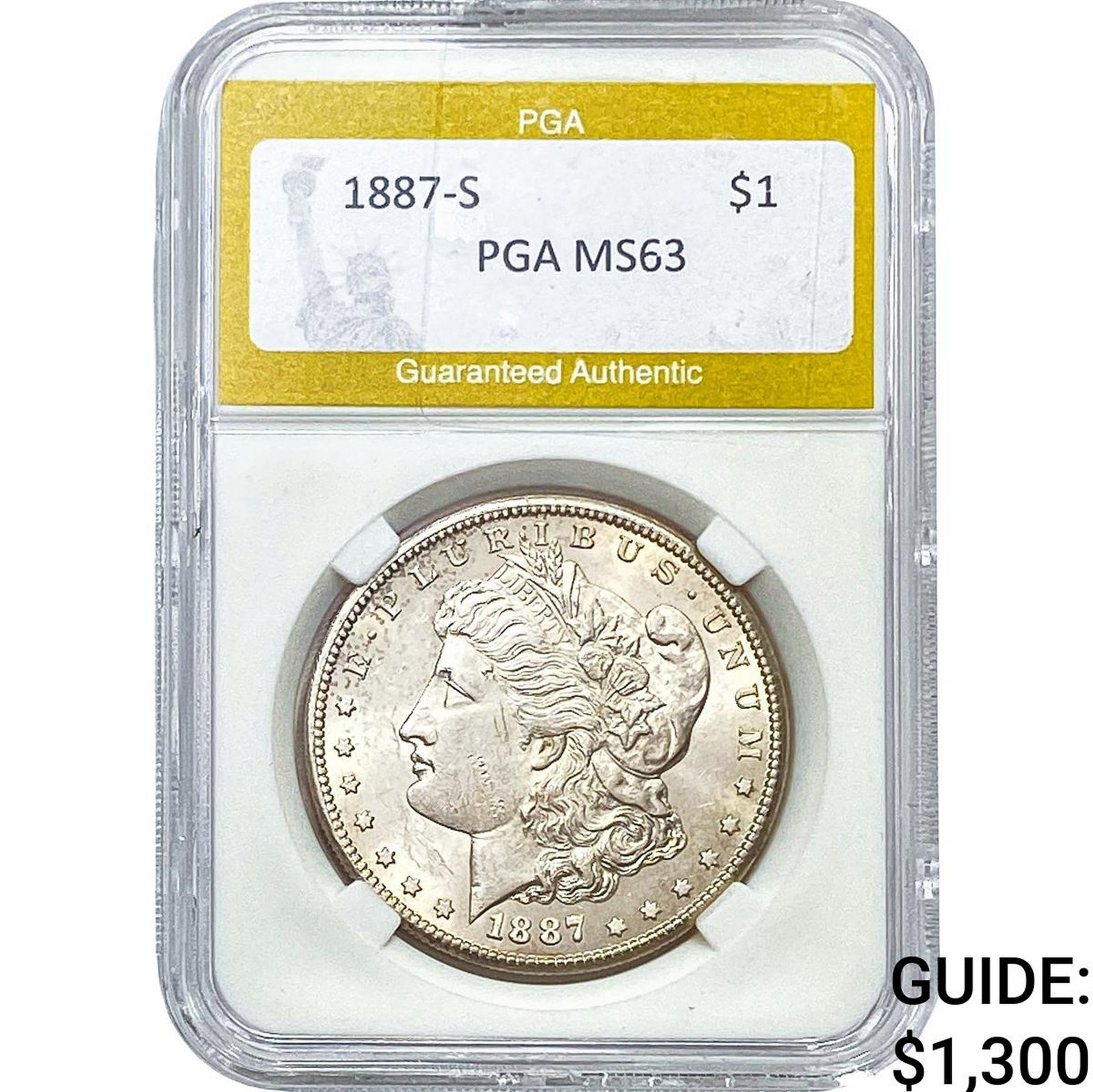1887-S Morgan Silver Dollar PGA MS63: 1887-S Morgan Silver Dollar PGA MS63