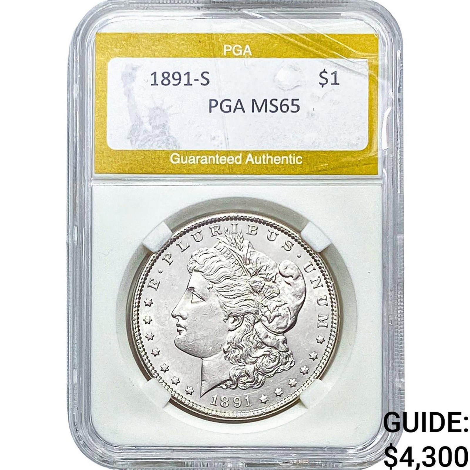 1891-S Morgan Silver Dollar PGA MS65: 1891-S Morgan Silver Dollar PGA MS65