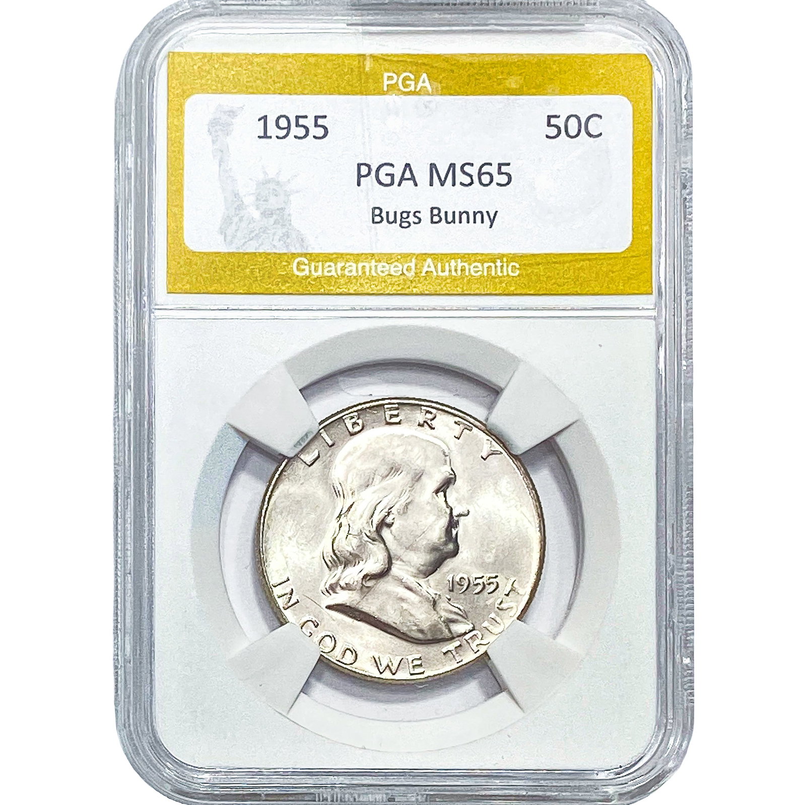 1955 Franklin Half Dollar PGA MS65 Bugs Bunny: 1955 Franklin Half Dollar PGA MS65 Bugs Bunny