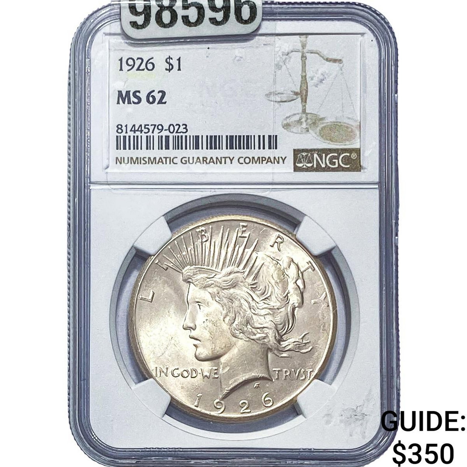 1926 Silver Peace Dollar NGC MS62: 1926 Silver Peace Dollar NGC MS62