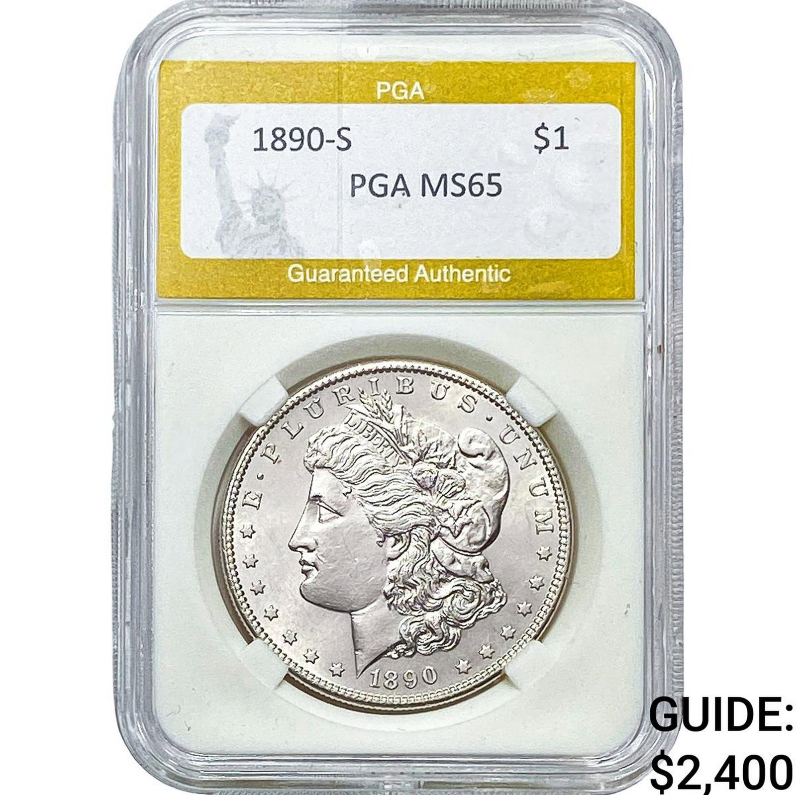 1890-S Morgan Silver Dollar PGA MS65: 1890-S Morgan Silver Dollar PGA MS65