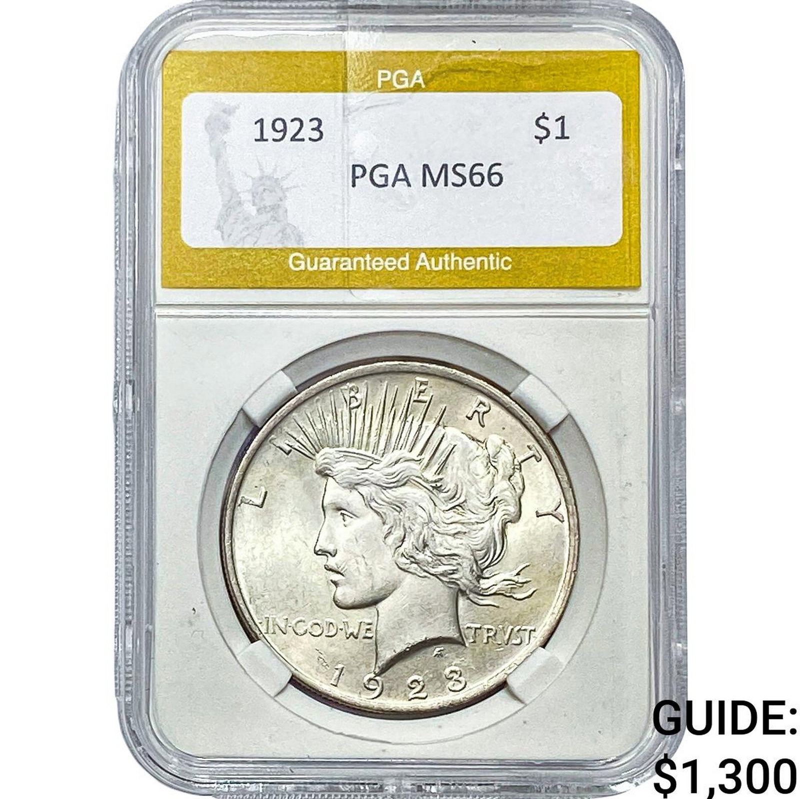 1923 Silver Peace Dollar PGA MS66: 1923 Silver Peace Dollar PGA MS66