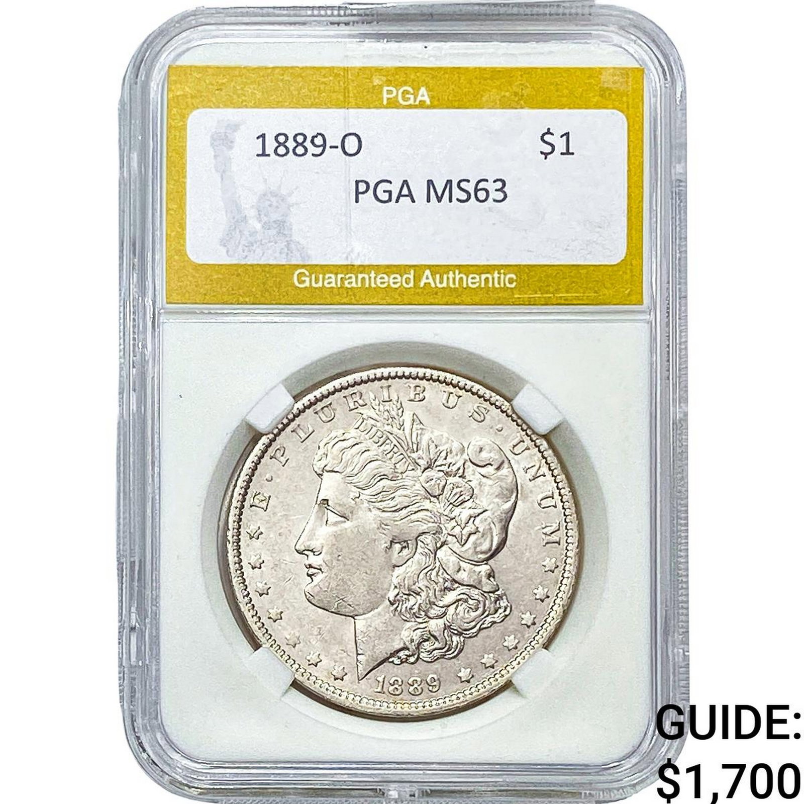 1889-O Morgan Silver Dollar PGA MS63: 1889-O Morgan Silver Dollar PGA MS63