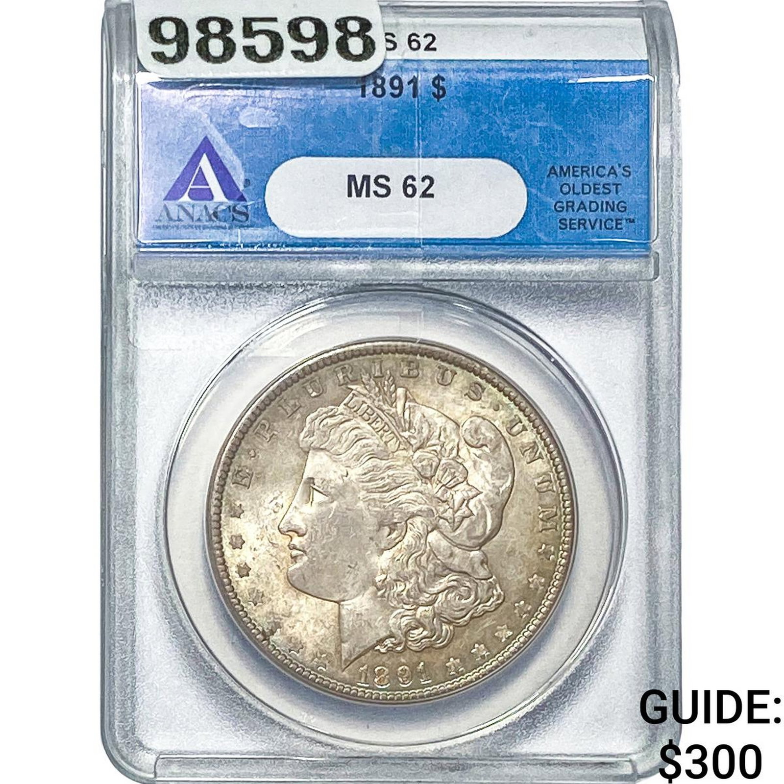 1891 Morgan Silver Dollar ANACS MS62: 1891 Morgan Silver Dollar ANACS MS62