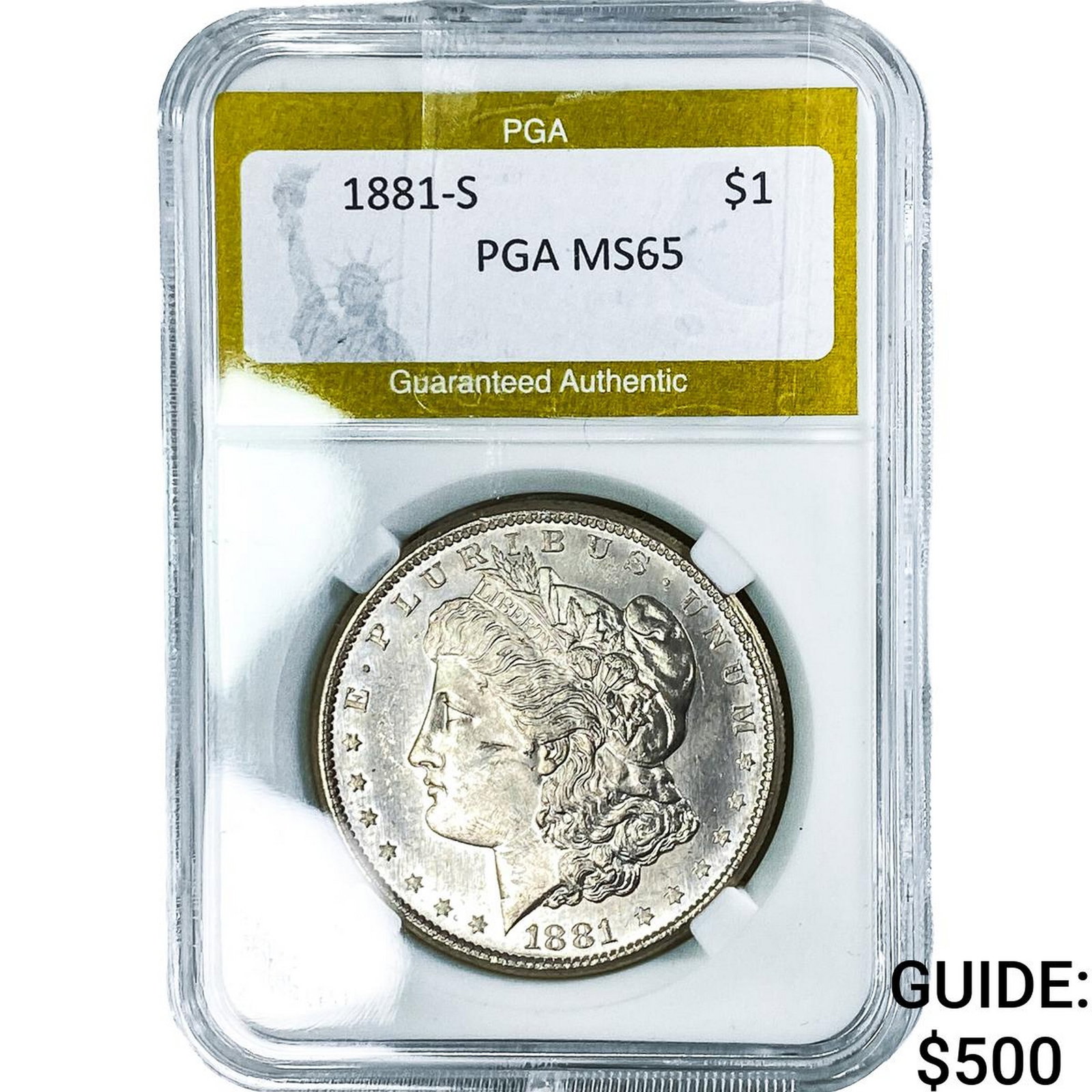 1881-S Morgan Silver Dollar PGA MS65: 1881-S Morgan Silver Dollar PGA MS65