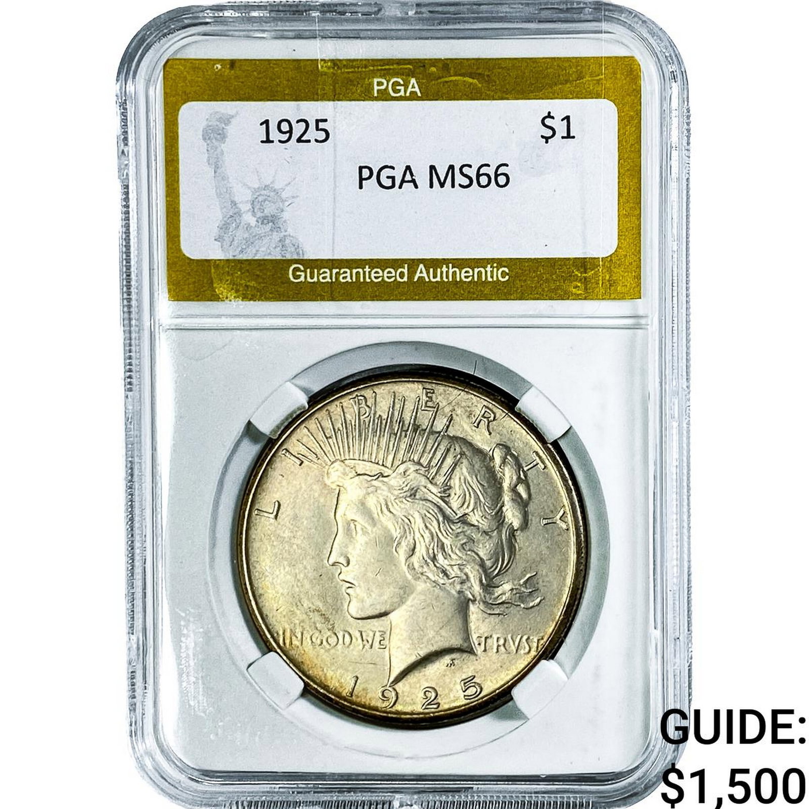 1925 Silver Peace Dollar PGA MS66: 1925 Silver Peace Dollar PGA MS66