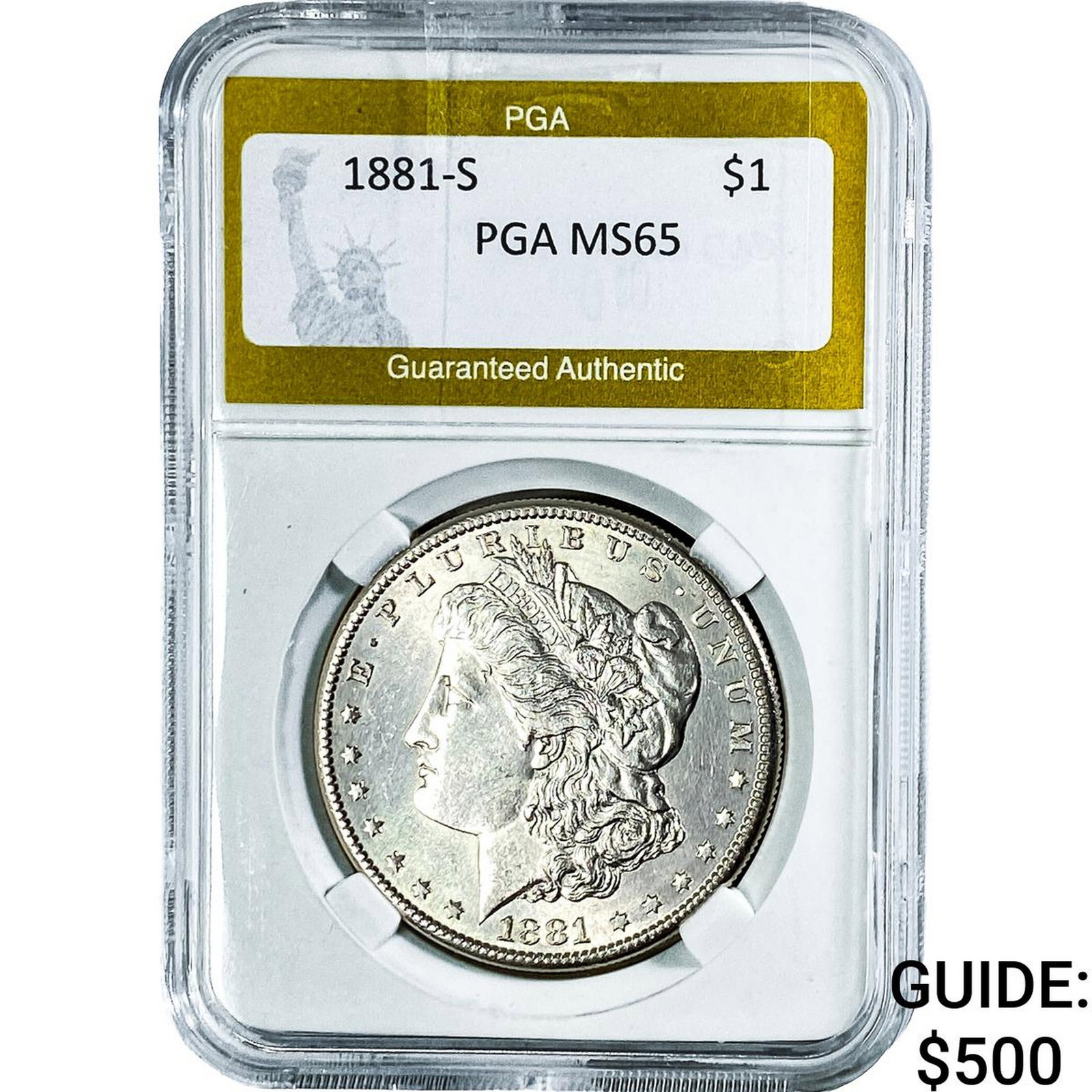 1881-S Morgan Silver Dollar PGA MS65: 1881-S Morgan Silver Dollar PGA MS65