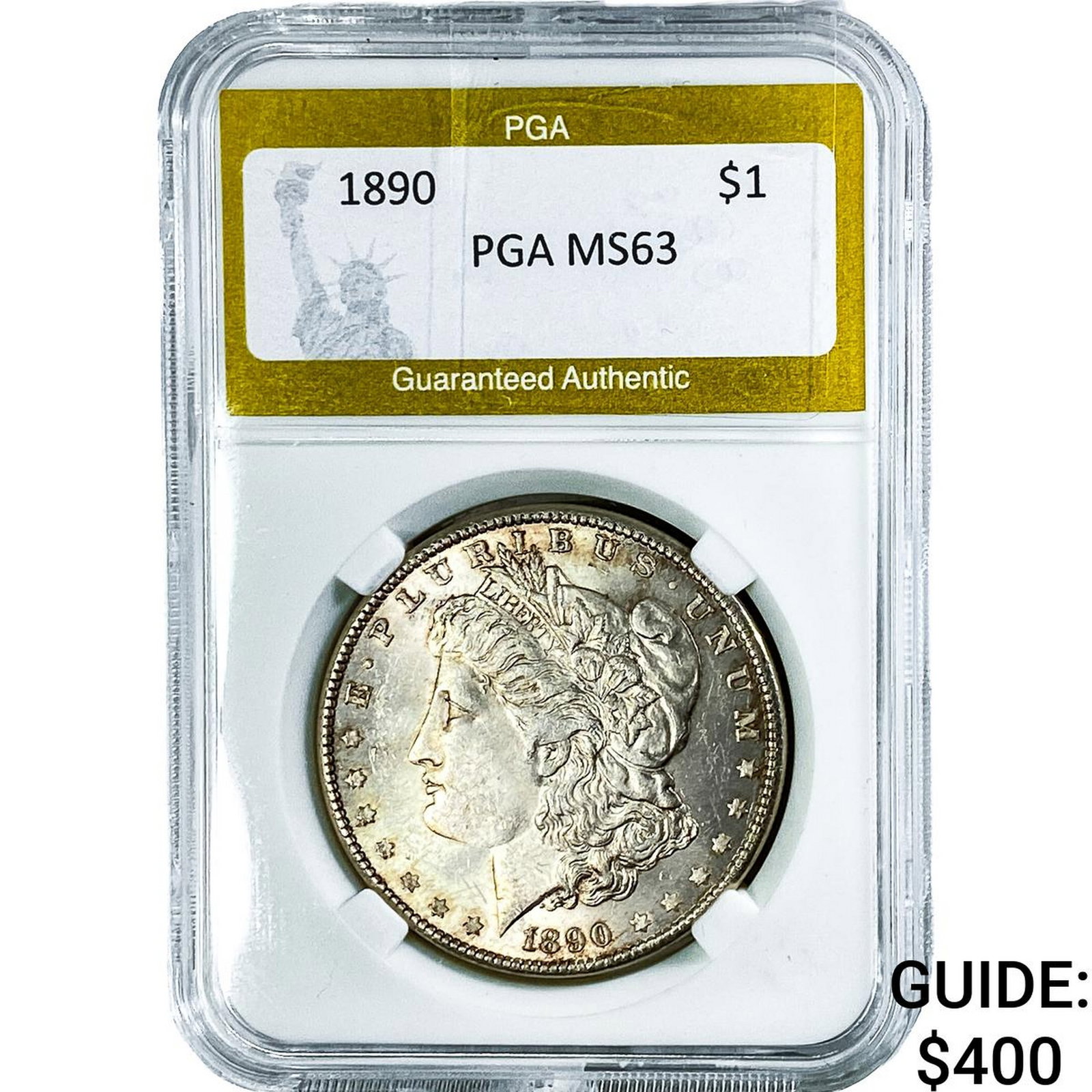 1890 Morgan Silver Dollar PGA MS63: 1890 Morgan Silver Dollar PGA MS63