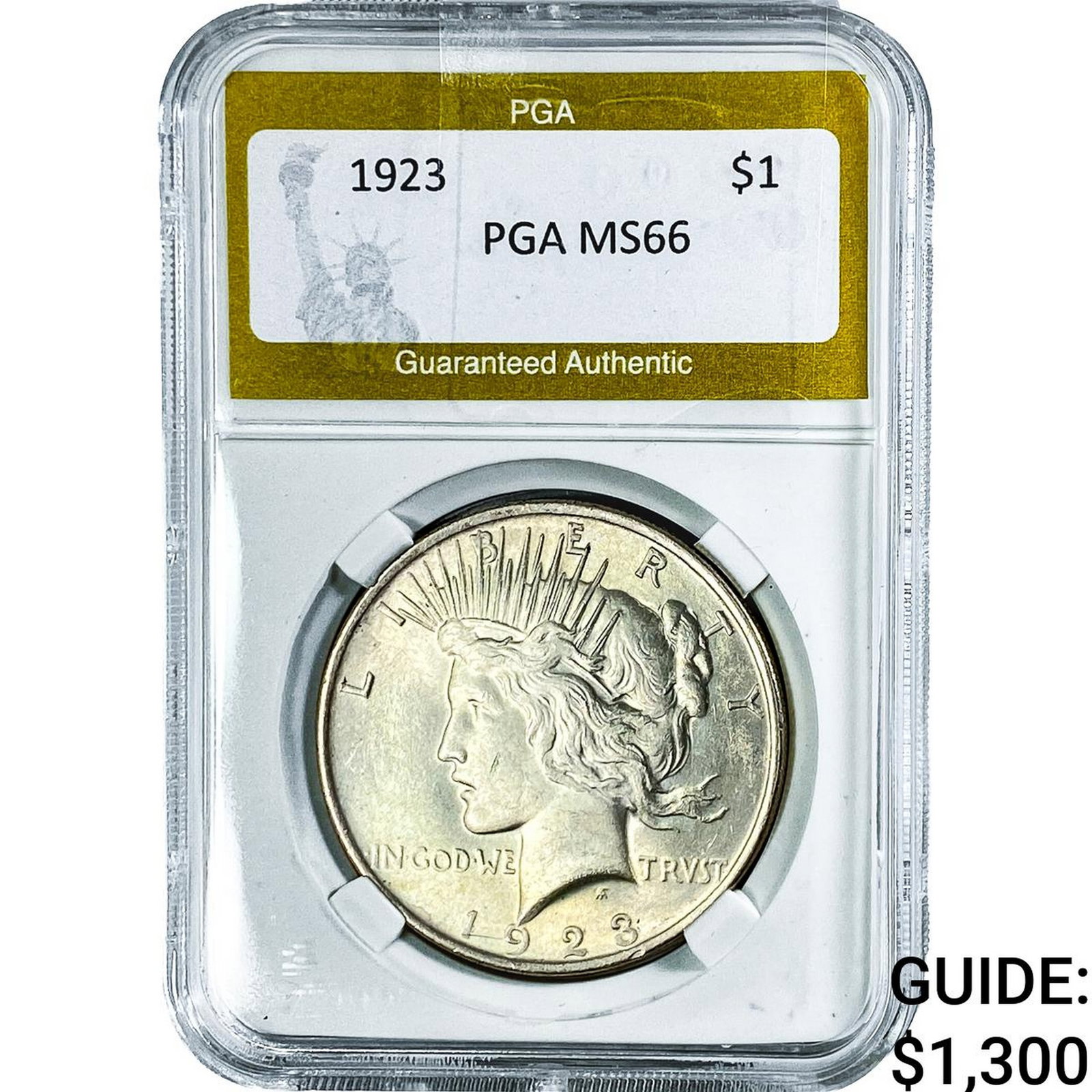 1923 Silver Peace Dollar PGA MS66: 1923 Silver Peace Dollar PGA MS66
