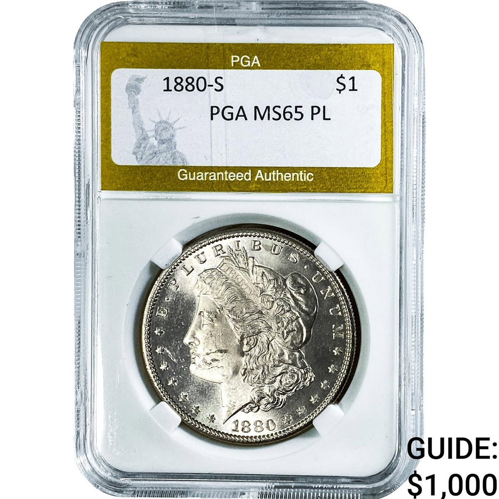 1880-S Morgan Silver Dollar PGA MS65 PL: 1880-S Morgan Silver Dollar PGA MS65 PL