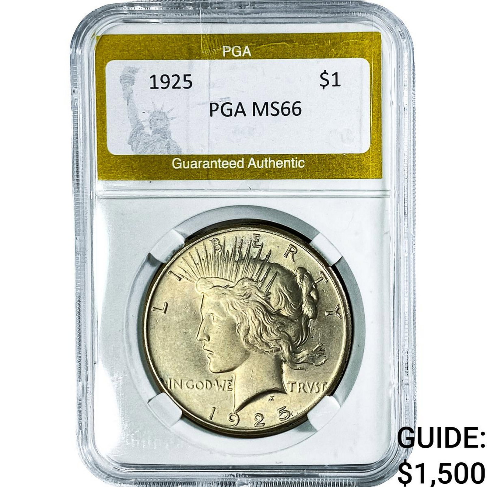 1925 Silver Peace Dollar PGA MS66: 1925 Silver Peace Dollar PGA MS66