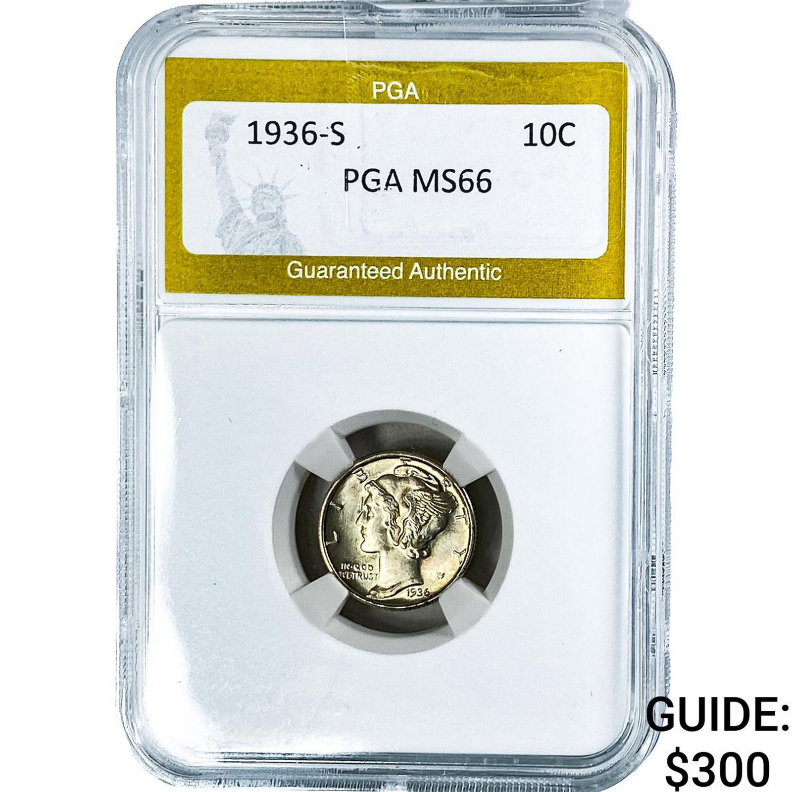 1936-S Mercury Silver Dime PGA MS66: 1936-S Mercury Silver Dime PGA MS66