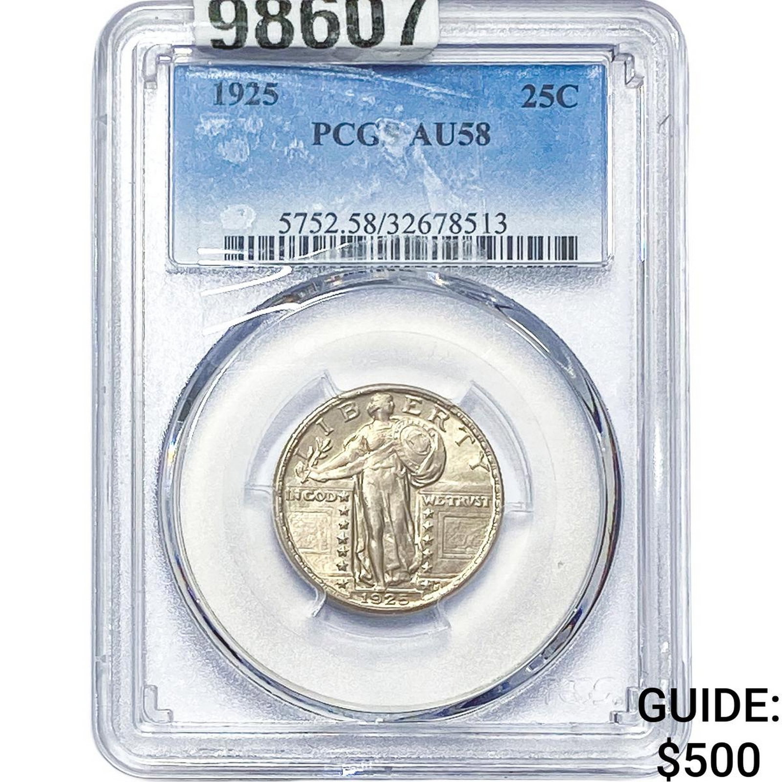 1925 Seated Liberty Quarter PCGS AU58: 1925 Seated Liberty Quarter PCGS AU58