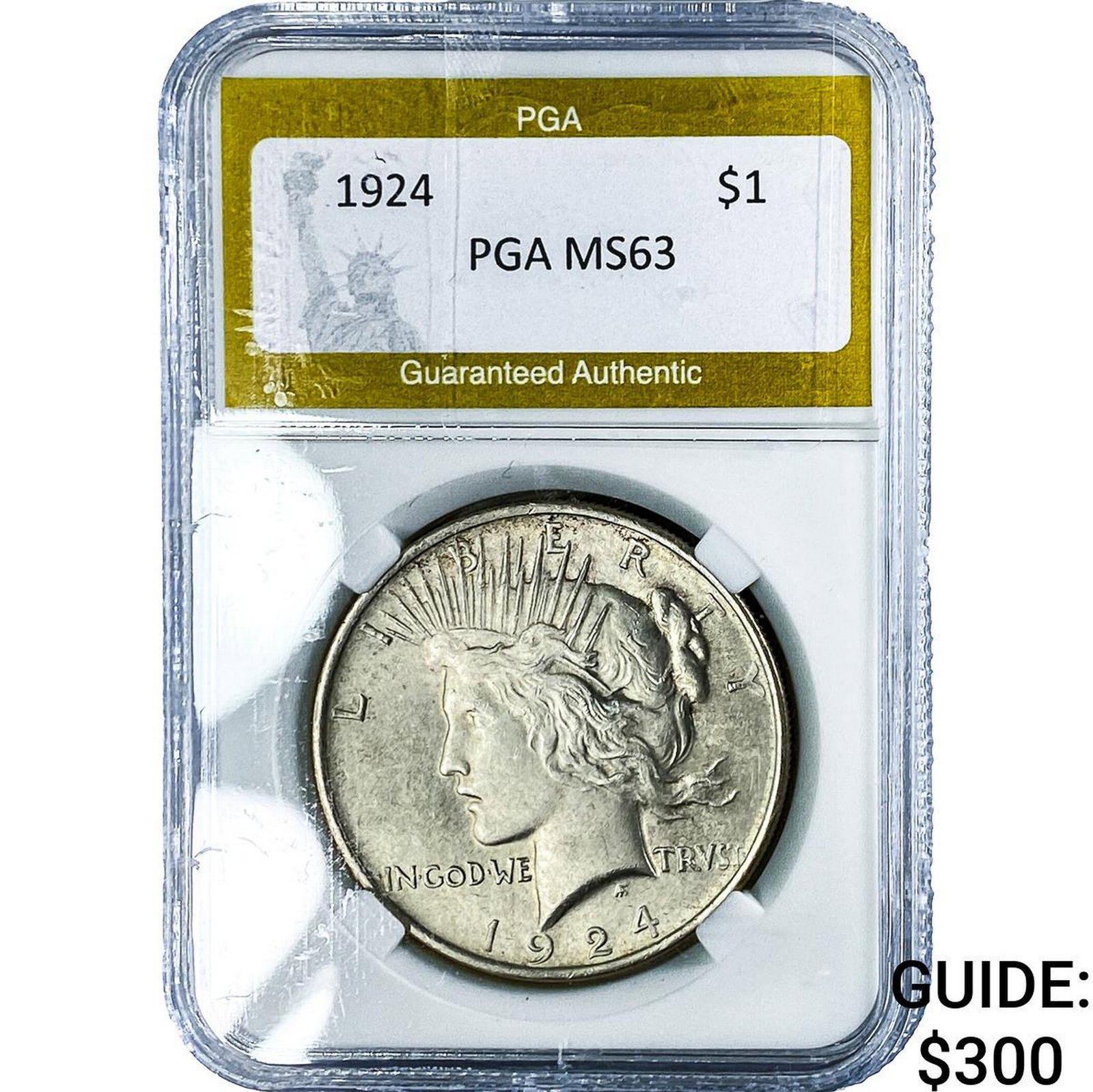 1924 Silver Peace Dollar PGA MS63: 1924 Silver Peace Dollar PGA MS63