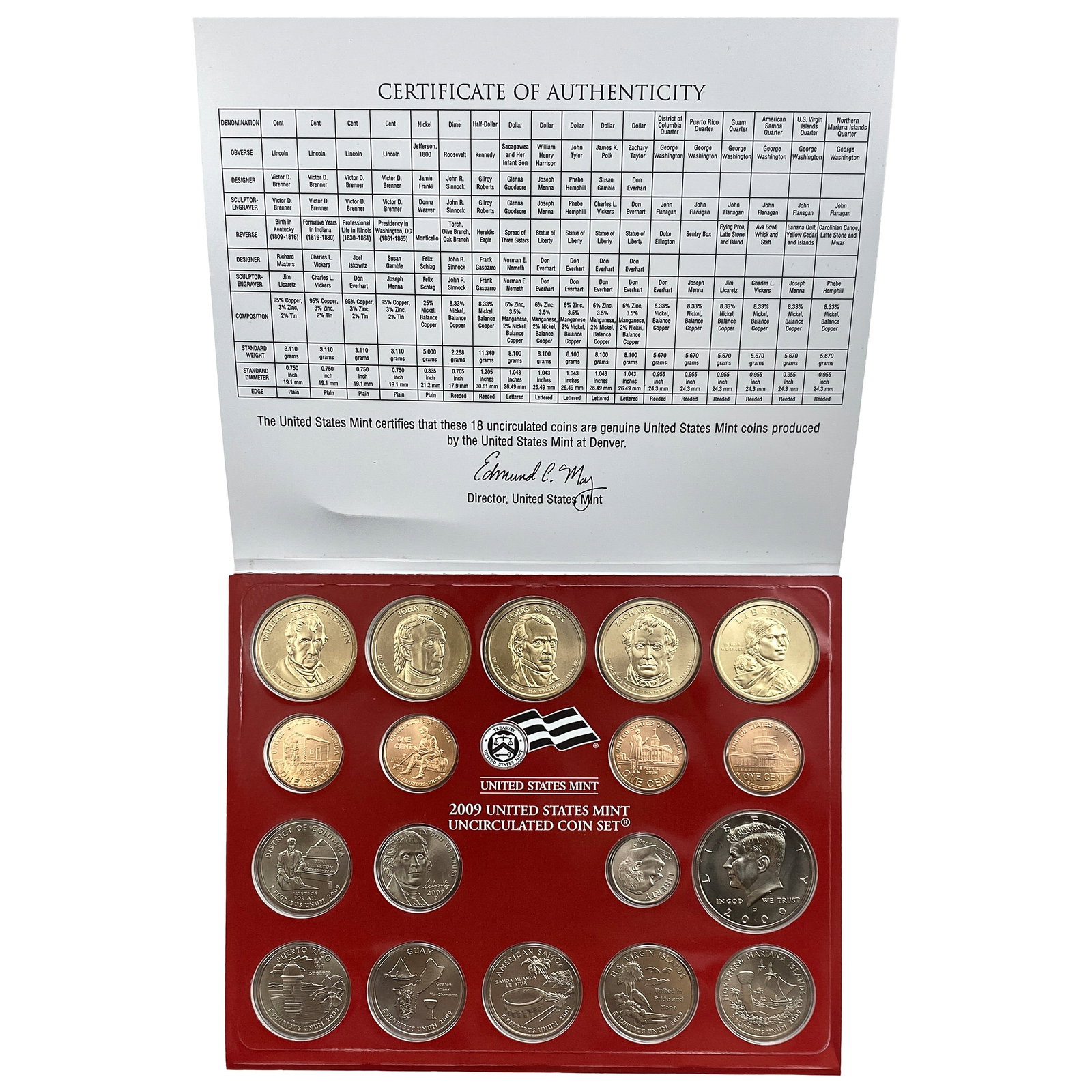 [18] 2009 U.S. Mint UNC Coin Set Denver: [18] 2009 U.S. Mint UNC Coin Set Denver