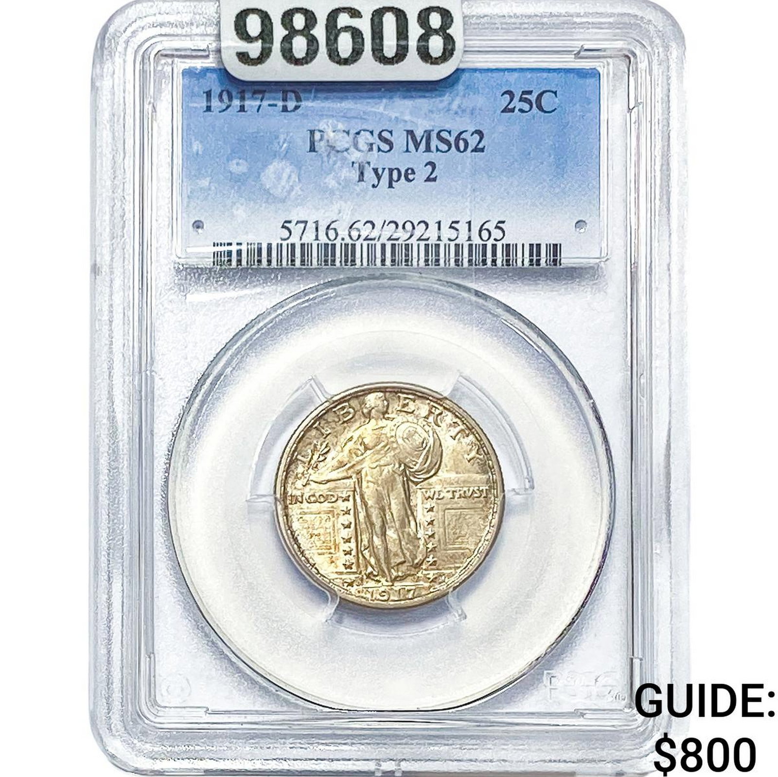 1917-D TYPE 2 Seated Liberty Quarter PCGS MS62: 1917-D TYPE 2 Seated Liberty Quarter PCGS MS62