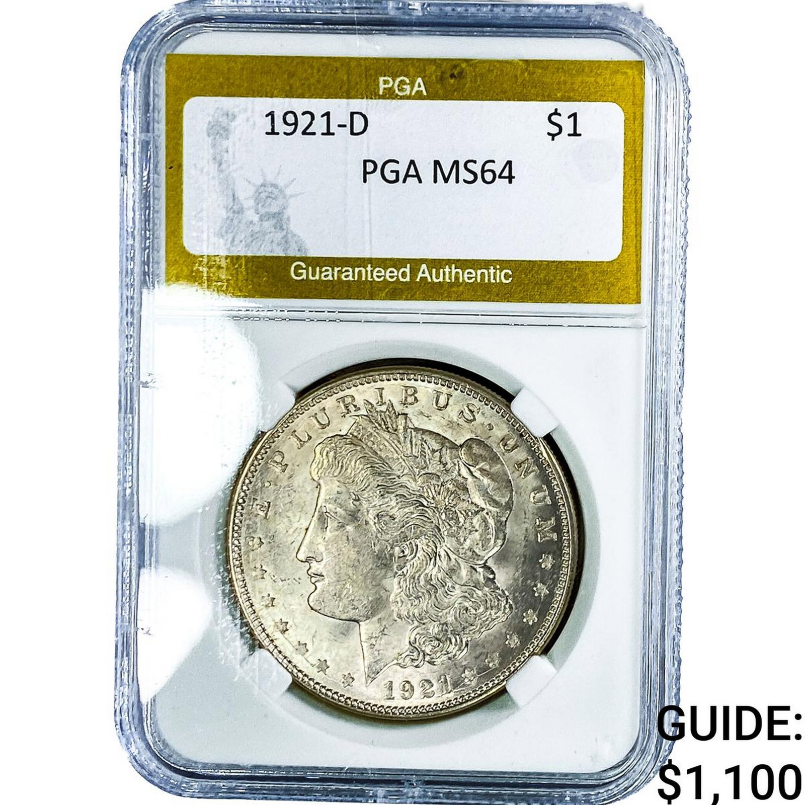 1921-D Morgan Silver Dollar PGA MS64: 1921-D Morgan Silver Dollar PGA MS64
