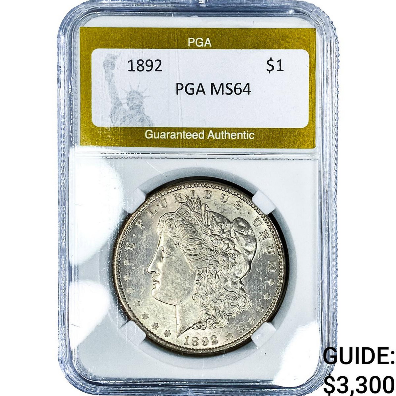1892 Morgan Silver Dollar PGA MS64: 1892 Morgan Silver Dollar PGA MS64