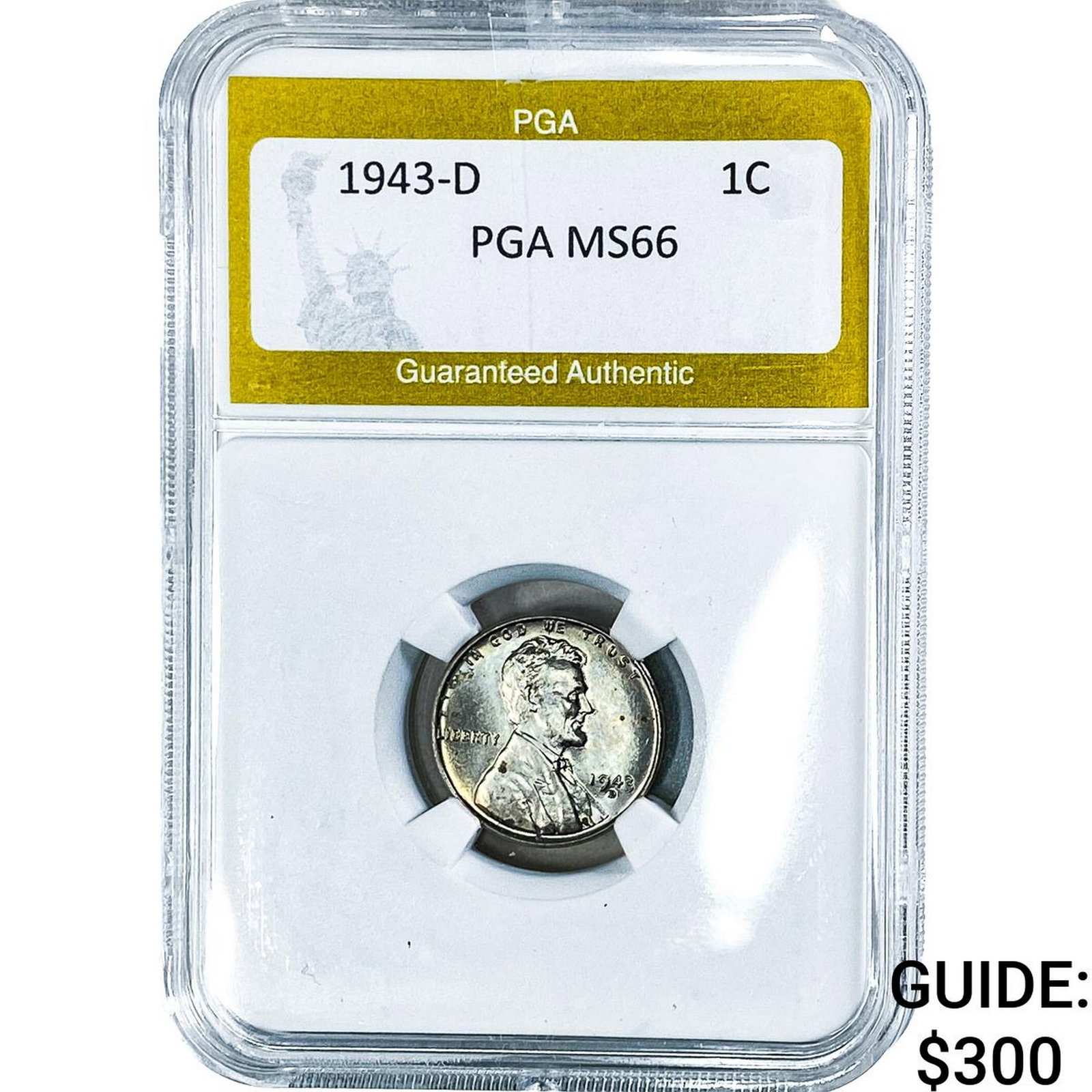 1943-D Wheat Cent PGA MS66: 1943-D Wheat Cent PGA MS66